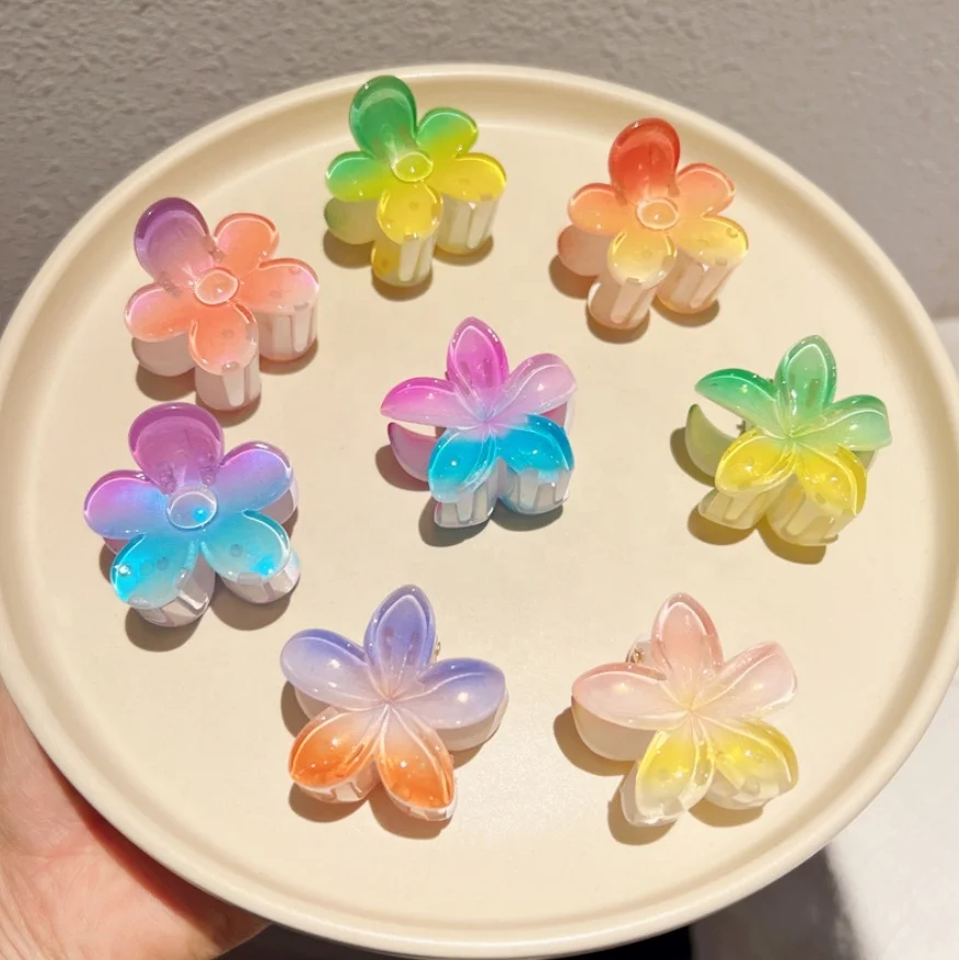 Wholesale Spring Beach Barrette Grab Beautiful Plumeria Flower Hairpins Women Frangipani Hair Clips Cute Plastic Hair Claws
