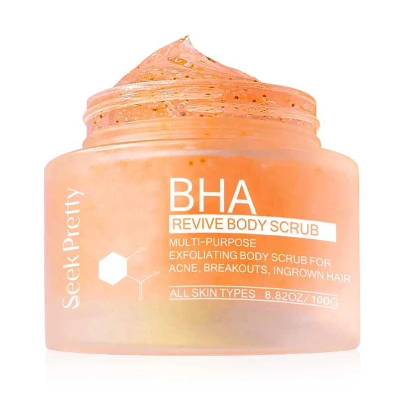 BHA Top Ranking Salicylic Glycolic Acid Skin Revive Exfoliating Body Scrub Private Label for Acne Breakouts Ingrown Hair