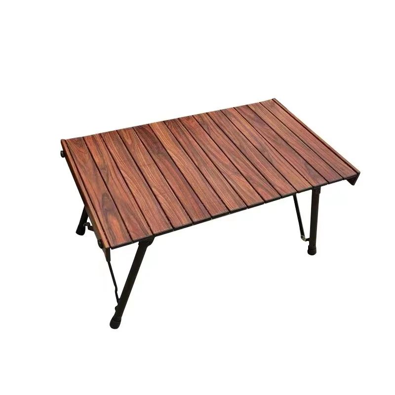 Onwaysports Outdoor Aluminium Folding Roll Wooden Grain Camping Adjustable Heights Table