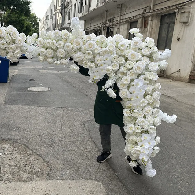 IFG Wholesale Large Flower Arches 2 Piece White Silk Flowers Artificial for Wedding Arch Decor
