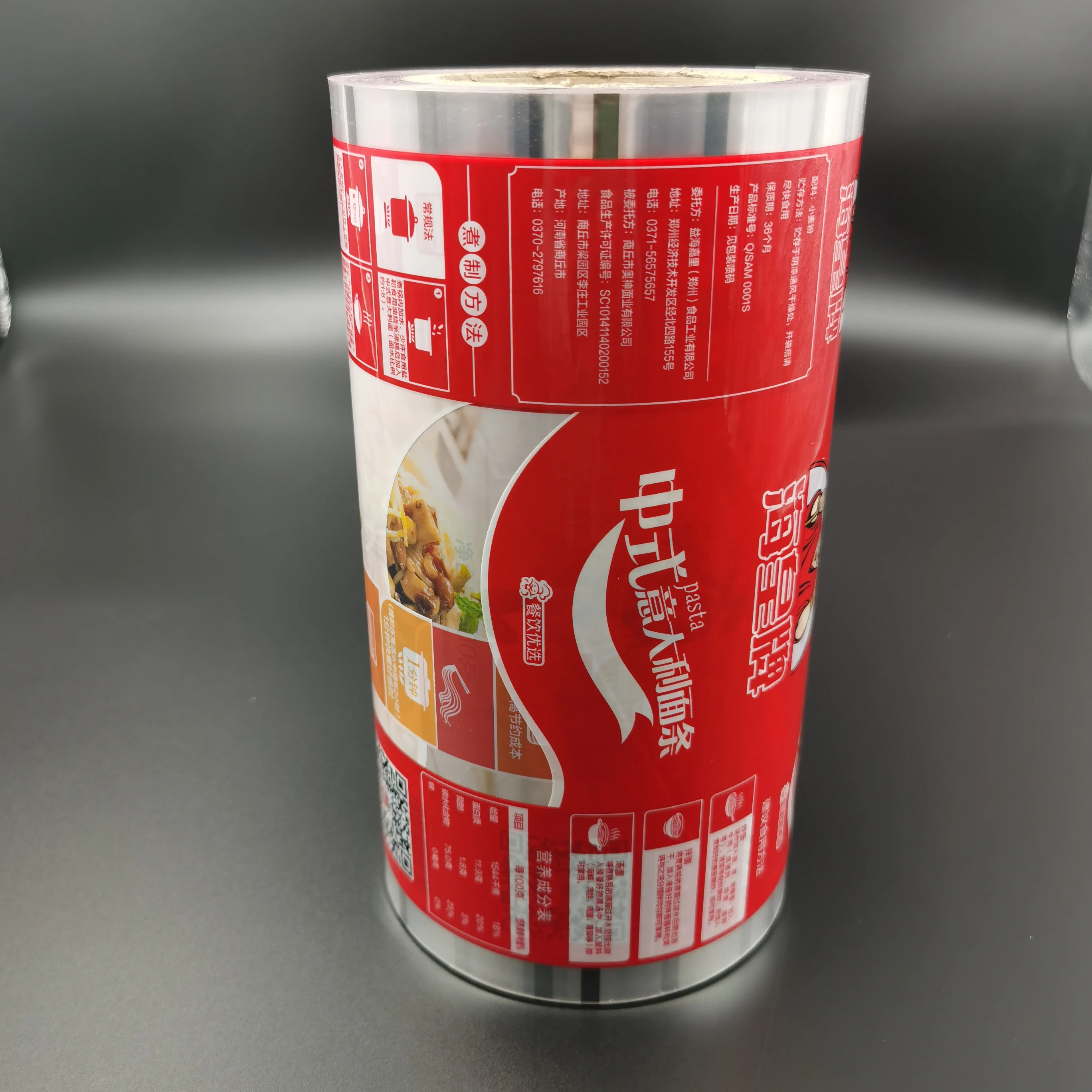 
Good Quality Red Color Laminated PA PE Pasta Dry Noodles Food Packaging Film Roll With Transparent Window 