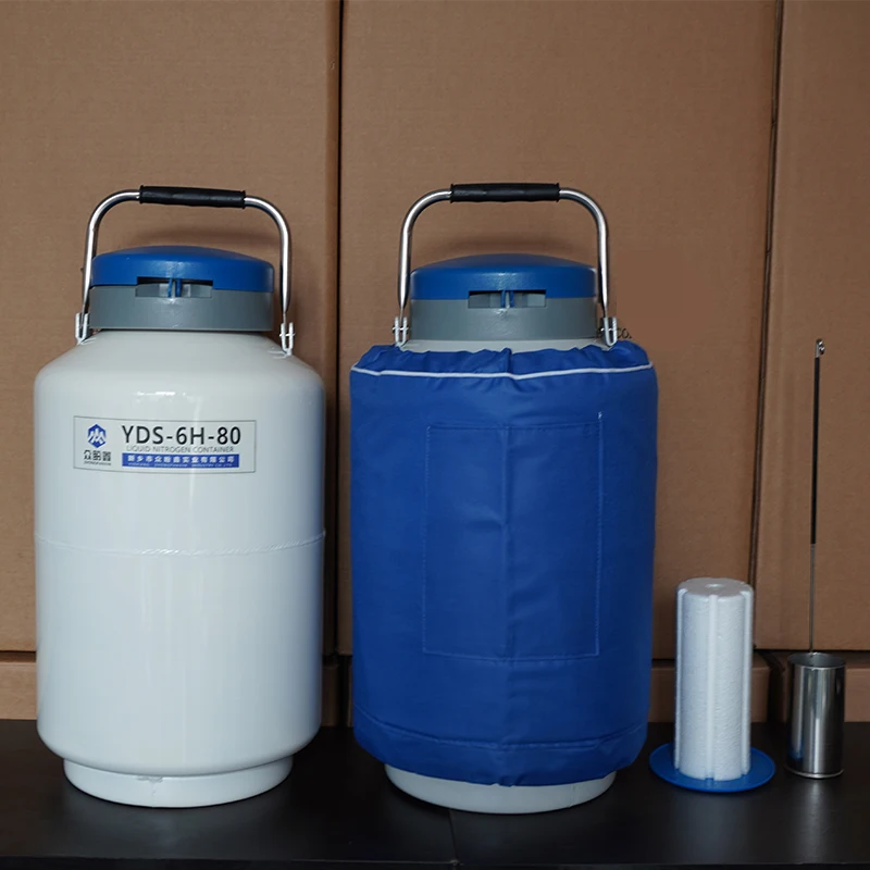 Dry Shipper 6 Liters Liquid Nitrogen Container For Bio Samples Air Transportation 80mm mouth