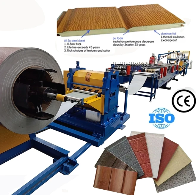 Exterior Wall Insulated Siding Wall Panels Aluminum Sheet Embossing PU Foam Sandwich Metal Carved Panel Machines Production Line