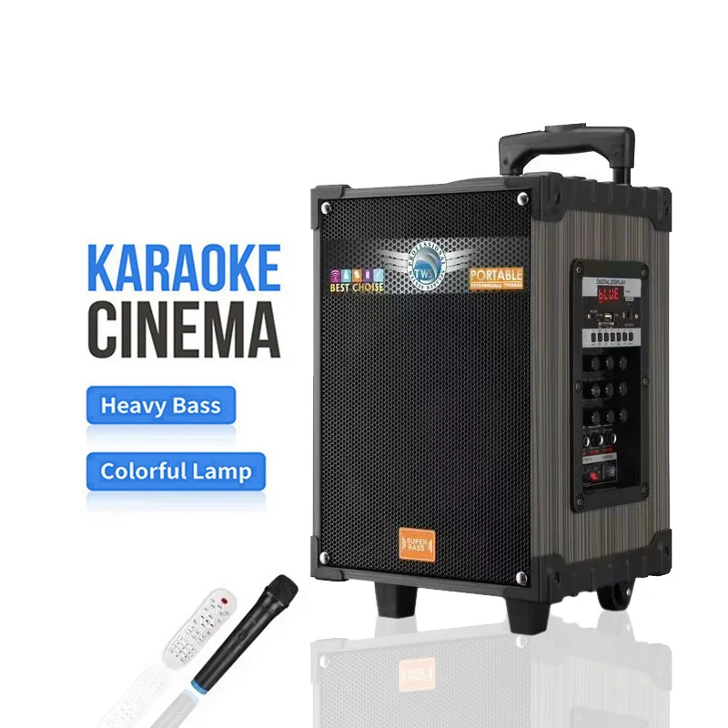 LT-908 Wooden Trolley Portable Bluetooths Speaker Concert DJ KTV Karaoke Mobile Phone Audio Player Mic Box Included