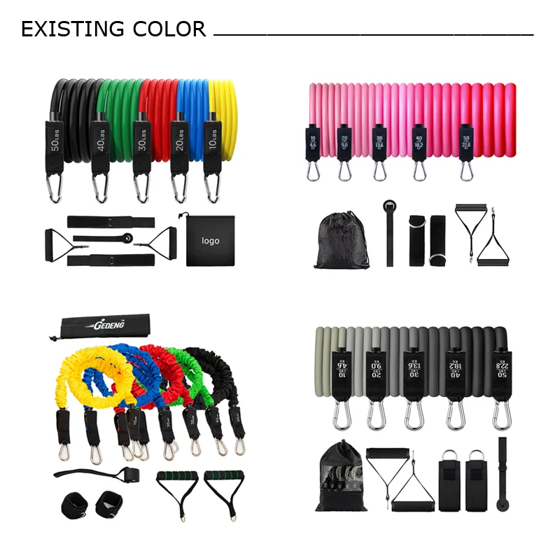 2022 GEDENG Workout Training Tubes Exercise 11 Pcs Resistance Bands, Body Building Accessories Heavy Duty Resistance Band Set