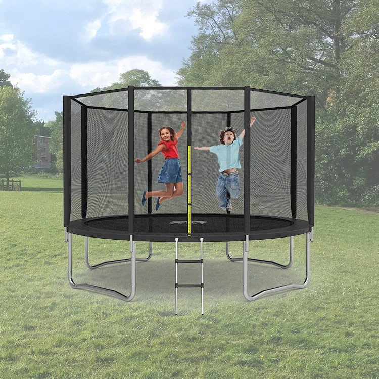 Zoshine 8ft-14ft Outdoor Trampoline with Non-Slip Stainless Steel Ladder PVC and Nylon Straight Bar Enclosed Net by Zoshine