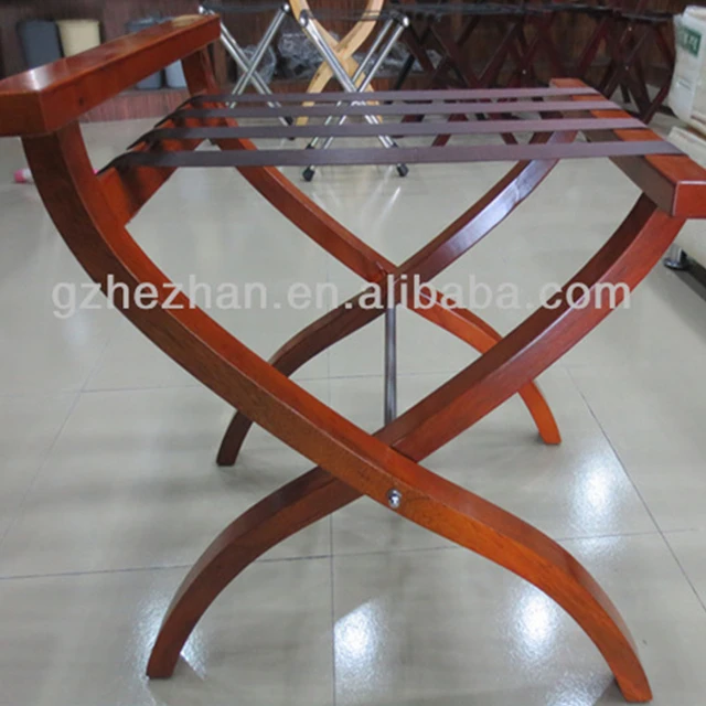 
Mahogany Hotel Guestroom Wooden Suitcase Luggage Rack Wooden Hotel Furniture 