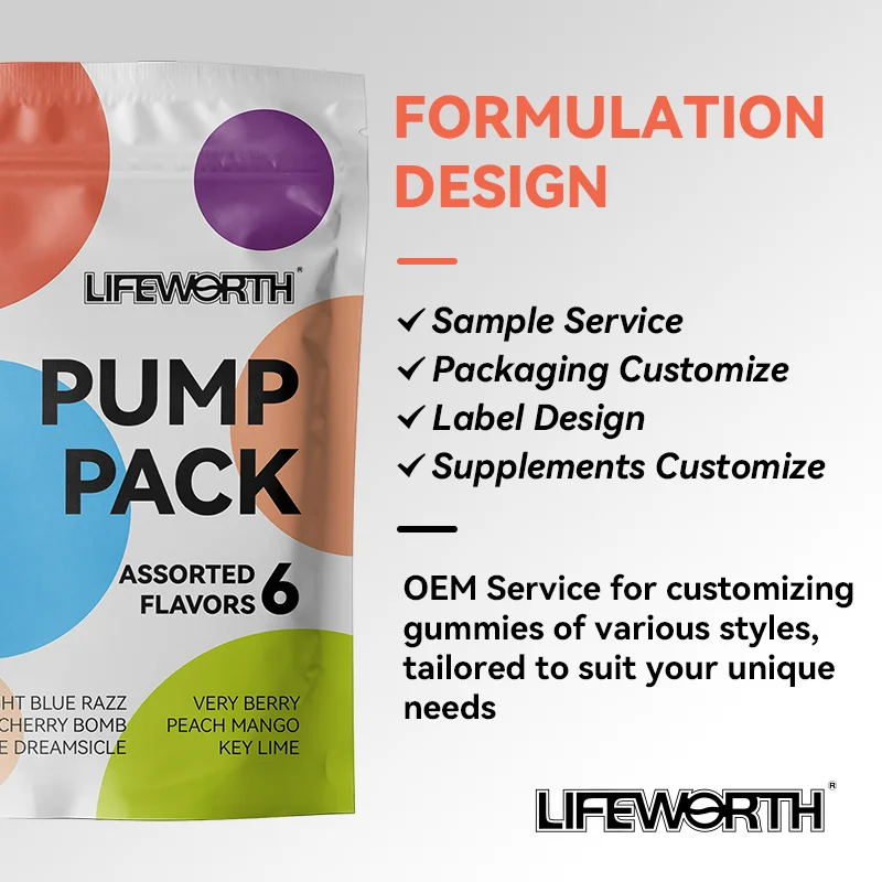 Lifeworth oem creatine monohydrate gummies BCAA pre workout gummies weight gain gummy candy gym supplement