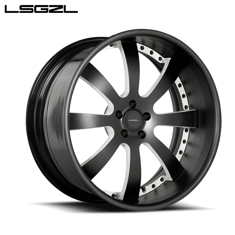 LSGZL 3 piece wheel Matte black modified alloy wheels. 2 piece forged aluminum alloy wheel