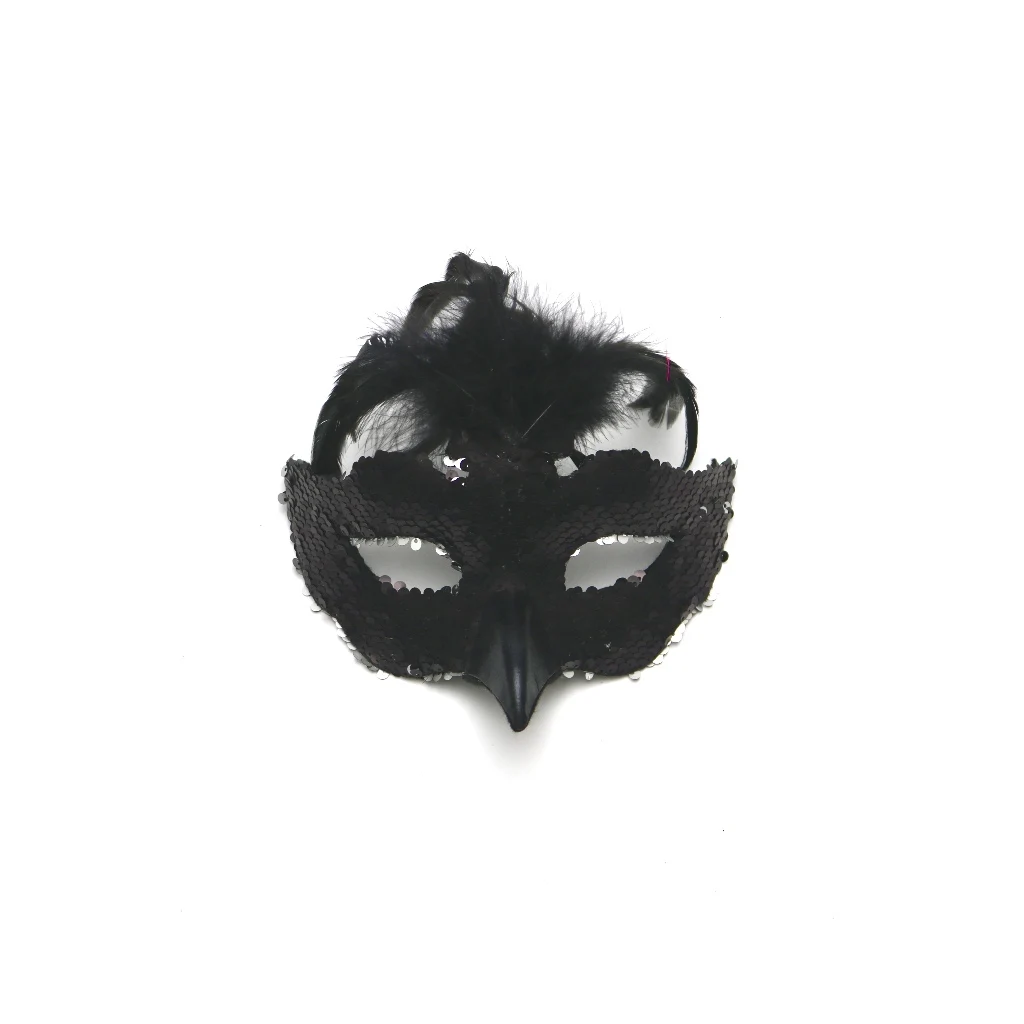 Factory Custom 2023 Flip Sequins Mask Black Feather Mask for Fancy Party Customized Size Flip Sequin Mask for Halloween