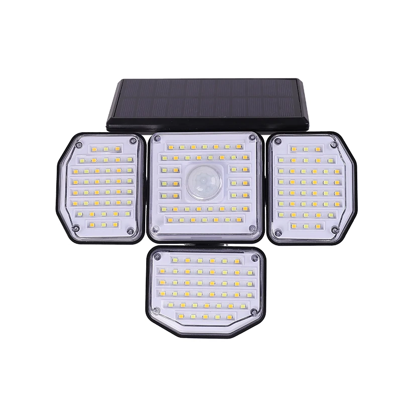 Outdoor Waterproof IP65 Wireless Wall Lights Security Motion Sensor Led 4 Heads Solar Wall Lamps For Garden Yard Garage