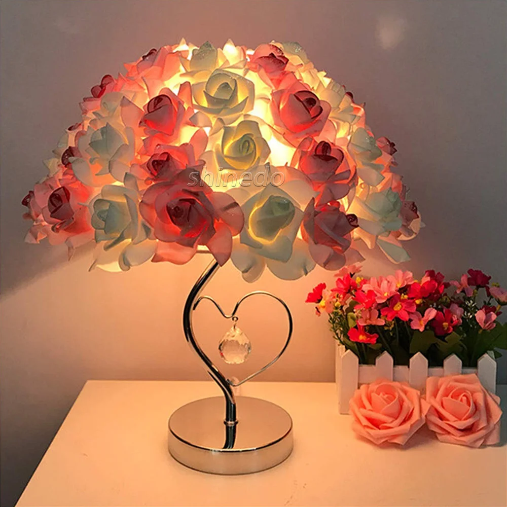 Table Lamp Rose Flower LED Light bedside Lamp Home Wedding Party Decor Atmosphere Night Light Sleep Light