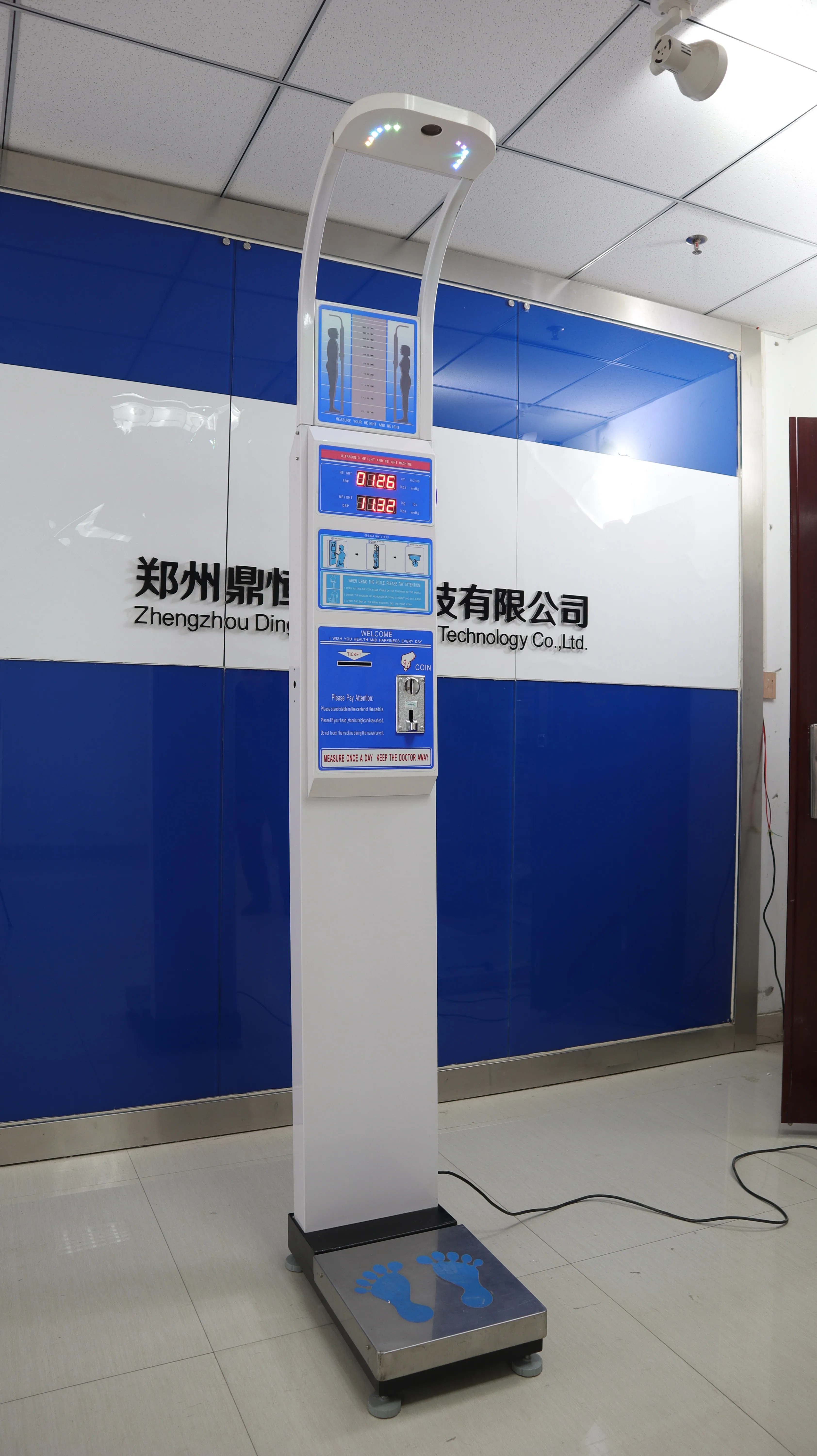 Ultrasonic coin height weight bmi scale with Rs232 interface for pharmacy