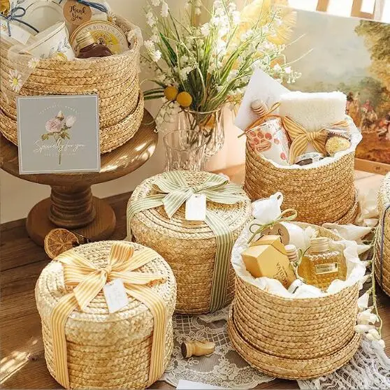 New Fashion Natural Sea Grass Woven Sundties Storage Basket with Lid