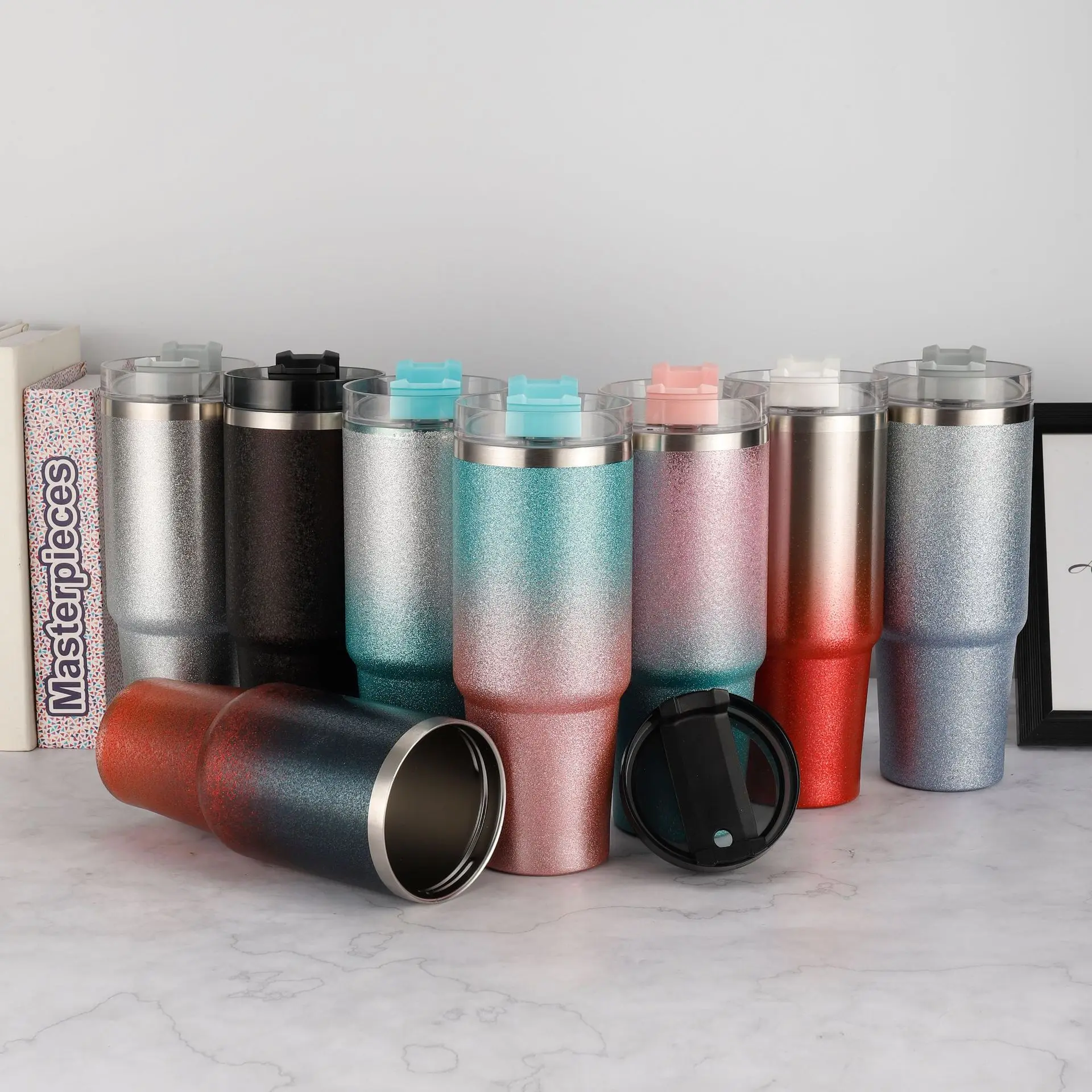 Custom Logo 30 Oz green Tumbler Stainless Steel Beer Wine Cooler Double Wall Insulate Car Mug Water Tumbler Cup With Slide Lid