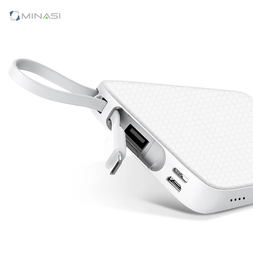 
Fast charging power bank 10000mah built-in extendable cable 