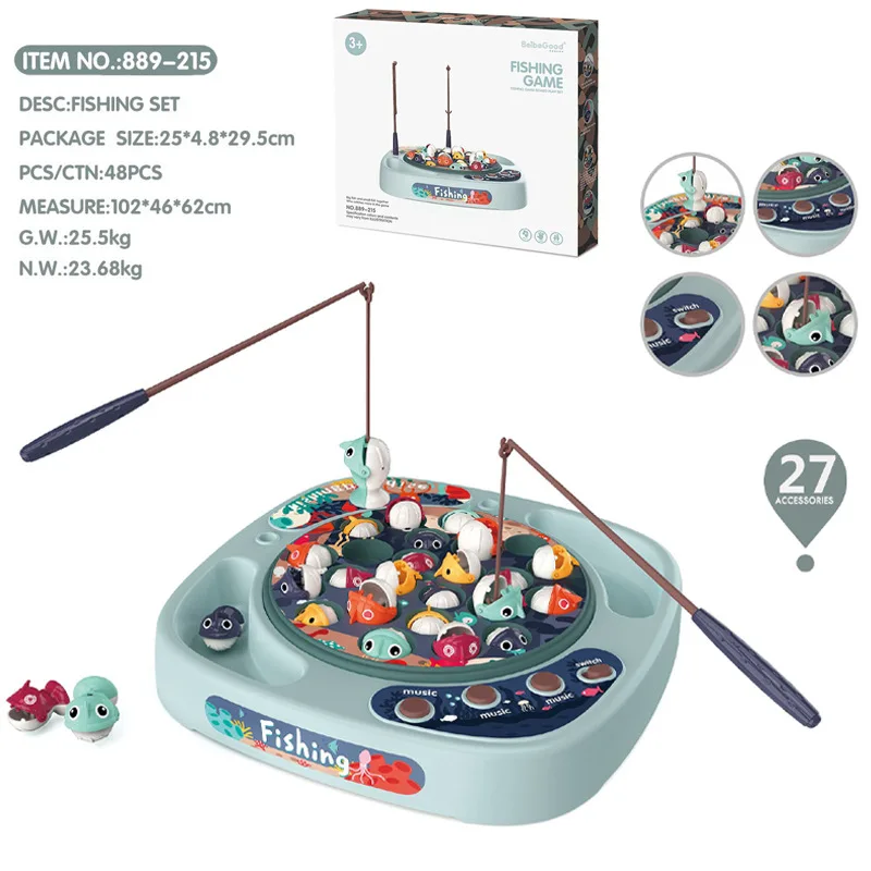 Unisex Electric Simulated Baby Fishing Toy with Rotating Music & Lighting for Parent-Child Interaction Made of Durable Plastic