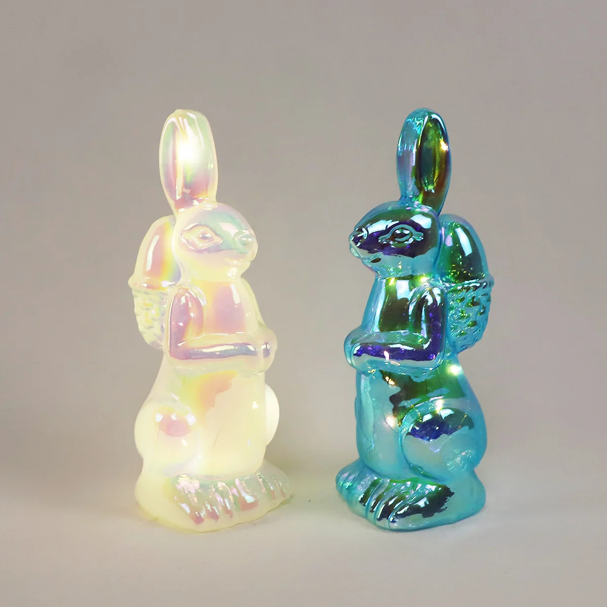 Mercury Painted Lovely Rabbit Bunny Figurine Collectibles Happy Easter Creative Egg Decoration Art Animal Paperweight Ornament