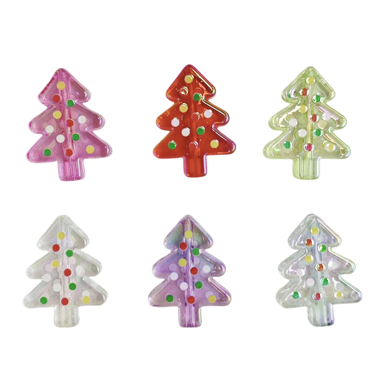 50pcs Happy Christmas cute cartoon Christmas tree acrylic beads for DIY bracelet jewelry pen pendant Handmade material