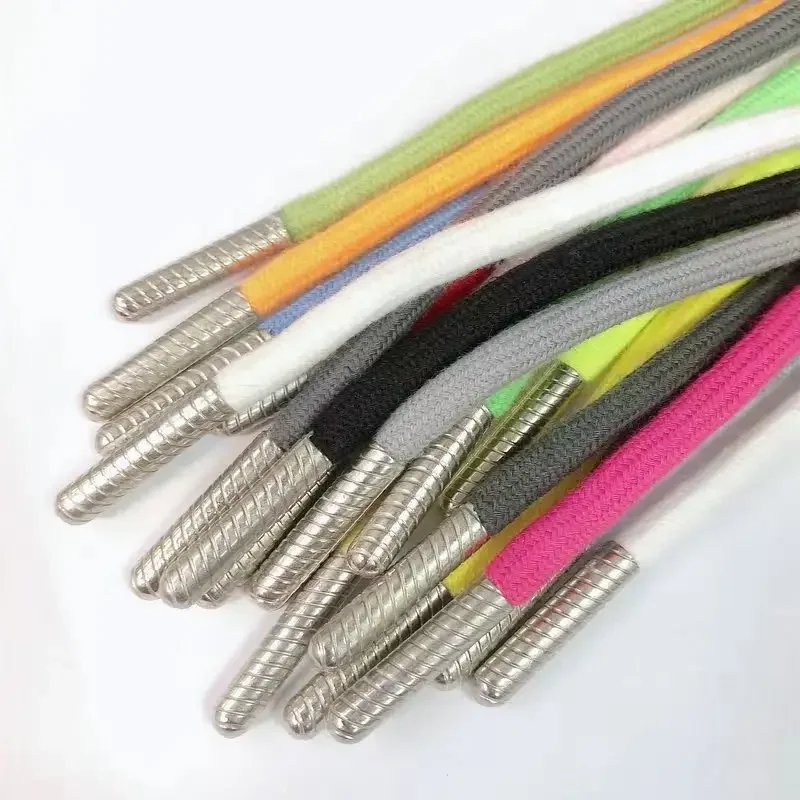 Factory wholesale 5 mm Cotton Cord With Metal Tipsbraided ropes cotton polyester drawcords for hoodies and garment drawstring