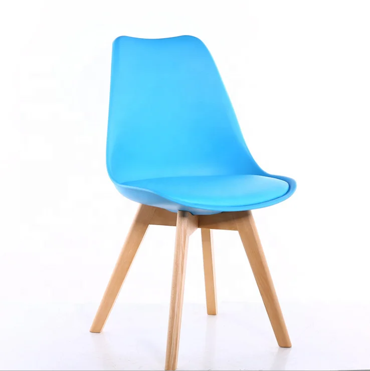 Cheap Dine Chairs Plastic PP New Wood Style Gross Tulip Wooden Legs Chair Tulip Wooden Legs Dining Chair