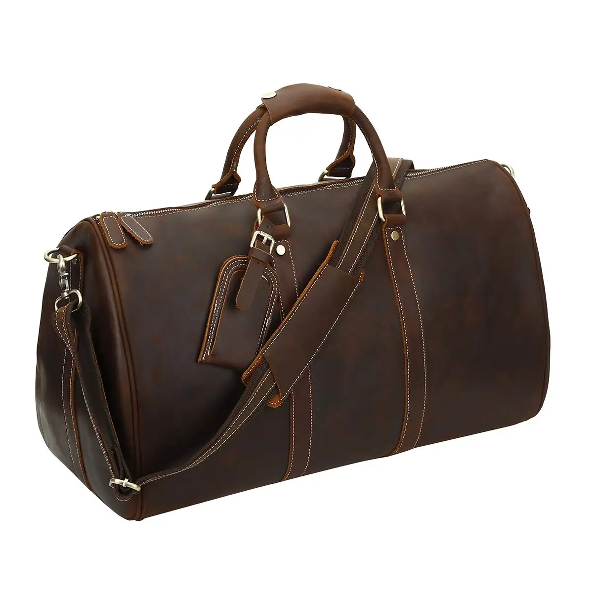 Leathario Travel Duffel Bag Leather Overnight Weekender Bag for Men Luggage Carryon HandBag