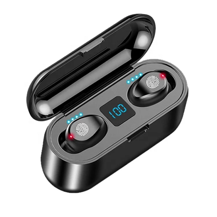 Wireless Earphones F9 TWS 5.0 headphone earbuds Stereo Sport headset with 2000mAh LED Power Bank for iphone samsung earphones