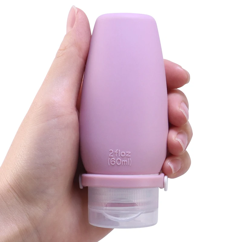 BPA-Free 2 Oz/60ml Portable Travel Silicone Reusable Cosmetic Shampoo Storage Bottles Pet Plastic Travel-sized Toiletries