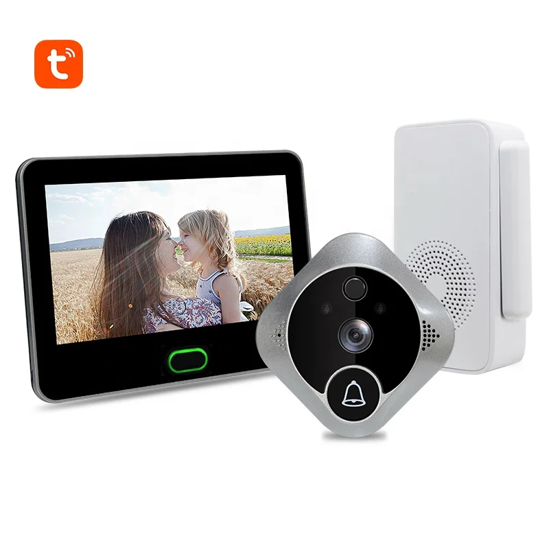 Wireless peephole video doorbell