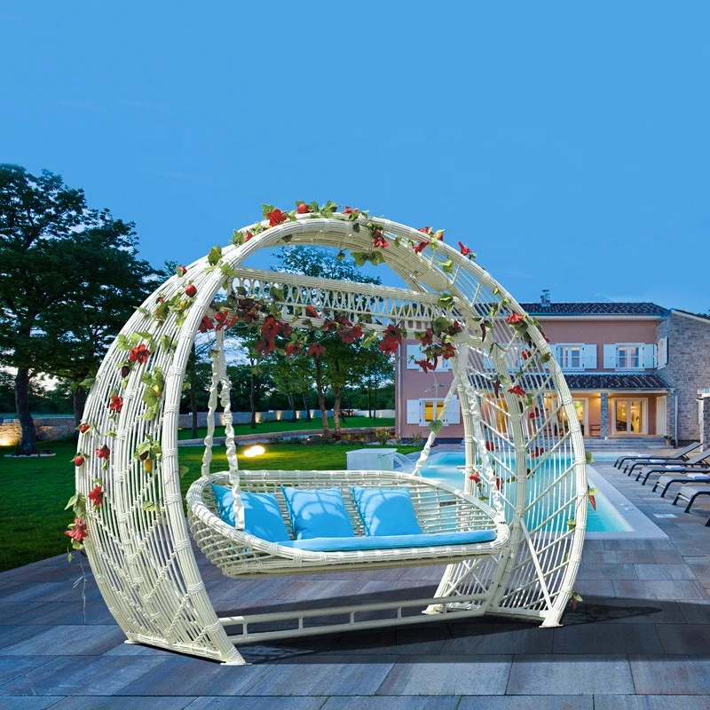 Outdoor Meuble En Rotin Garden Aluminium Swing  Rocking Chairs Hanging Rattan Swing Chair