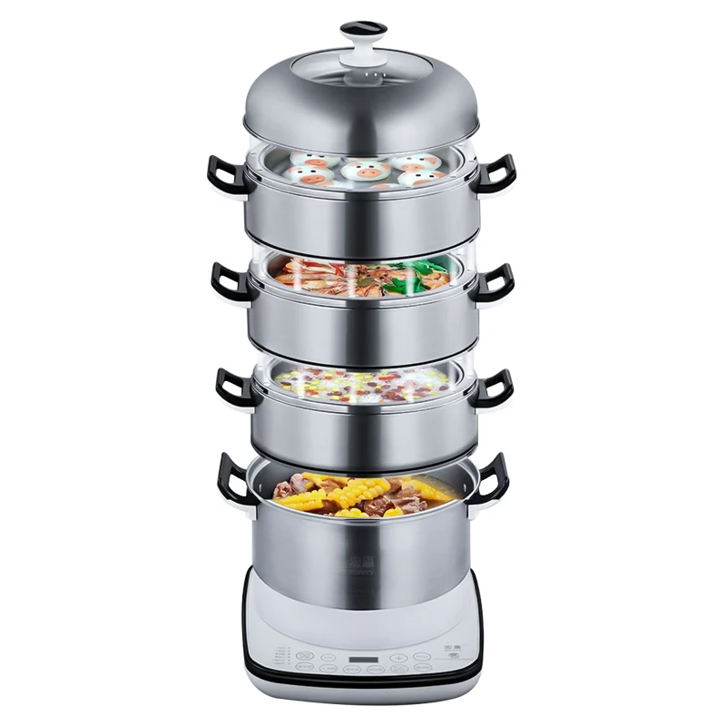 Factory Supply Custom Wholesale Stainless Steel Electric Food Steamer With Clay Ceramic Tray  Electric Steam Pot