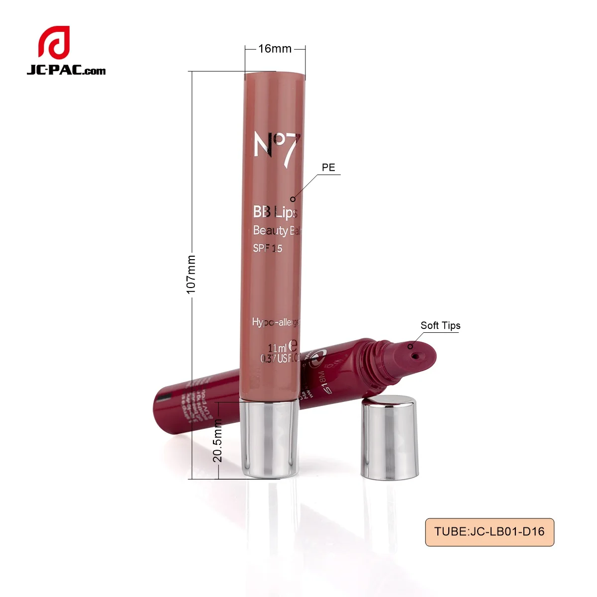 Красивая косметическая экструдированная пластиковая упаковка для блеска губ