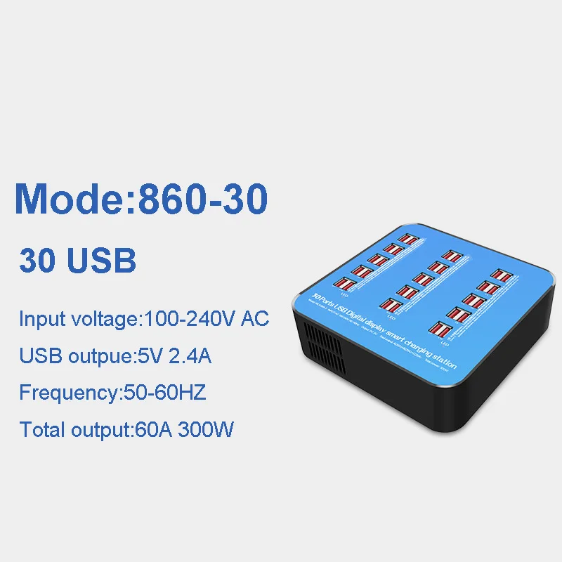 Зарядная станция на 20/30/40 USB-портов многопортовая настольная Быстрая зарядка для iPhone iPad Xiaomi Huawei LG мобильных телефонов и