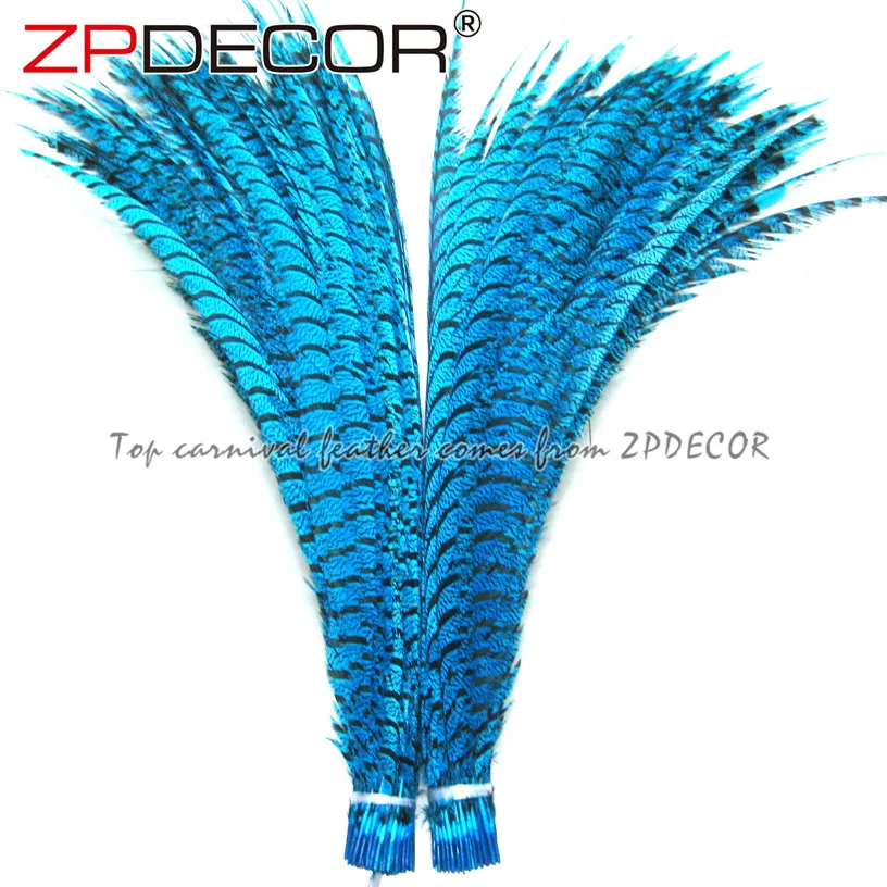  Ведущий поставщик ZPDECOR оптовая продажа 80-90 см окрашенное длинное женское перо в виде зебры фазаньского хвоста для карнавальных