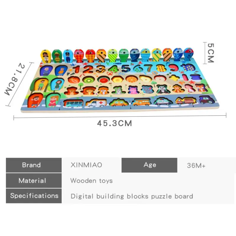 New Design 7 In 1 Logarithmic Plate wooden early educational toys Wholesale learning Montessori fishing toys for child