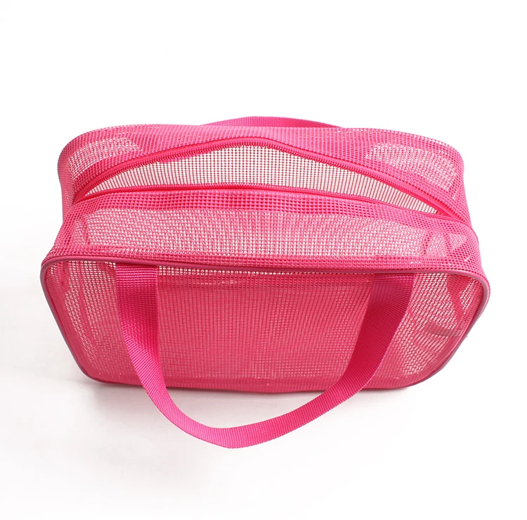 Cosmetic Organizer Bag Mesh Beach Tote Bag for Swim Pool Shower Caddy with Handles