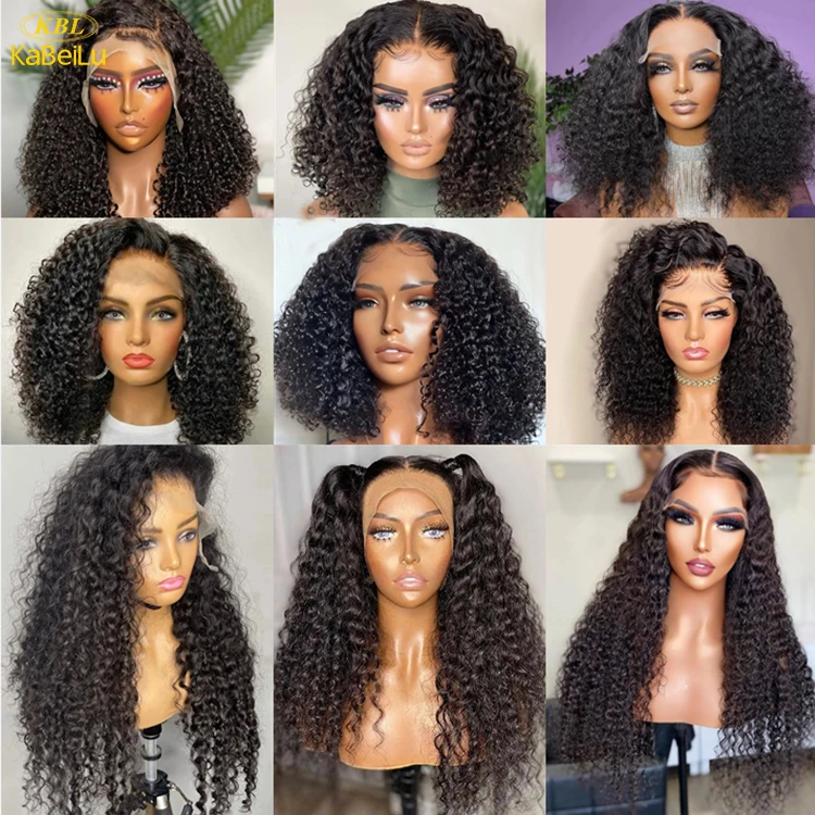 Natural Curly Human Hair Full Lace Wigs Virgin Brazilian Human Hiar Wigs  Wholesale 360 Lace Frontal Wigs With Baby Hair