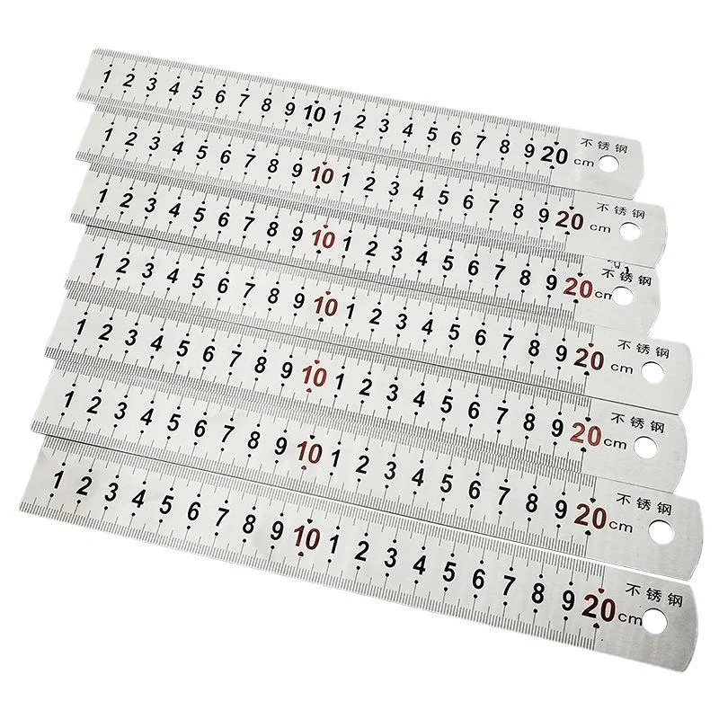 Pottery School Office Tools Stainless Steel Ruler 8 Inch 12 Inch 20 Inch Straight Ruler Metric Clear Measuring Tool Metal Ruler
