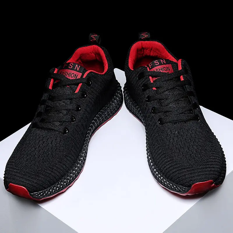 Wangdu County Sheakers Manufacturer High Ankle Knit Textile Casual Mens Shoes