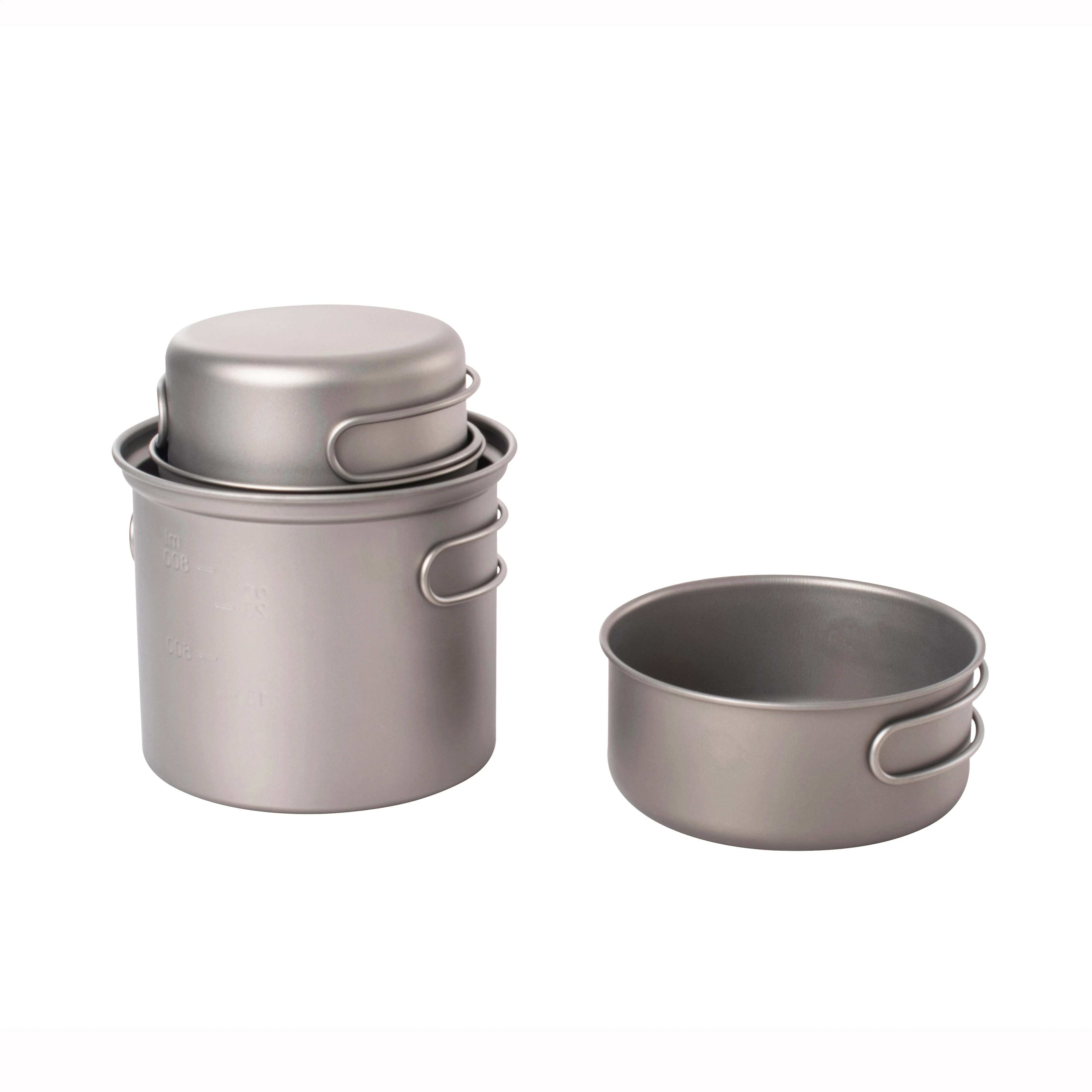 4pcs Ultralight Portable Durable Titanium Cookset 2 pot 2pan for outdoor camping hiking picnic