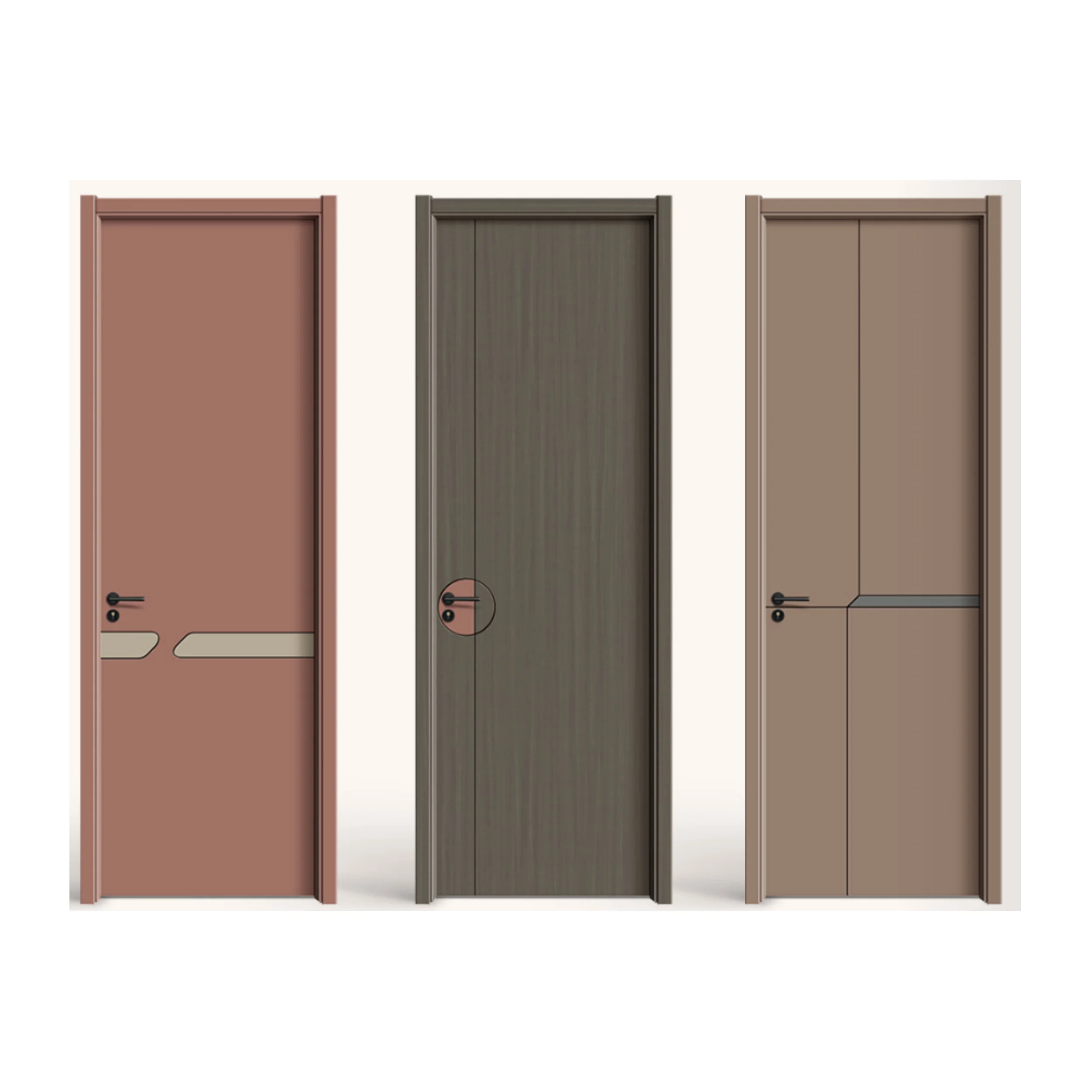 Factory Wholesale Carbon Crystal Wooden Door Modern Interior Pvc Wpc Simple Solid Wood Door For Bathroom Bedroom