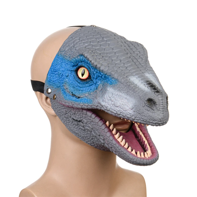 Factory Customized Halloween Party Cosplay Latex Raptor Dino Mask Moving Jaw Velociraptor Dinosaur Mask