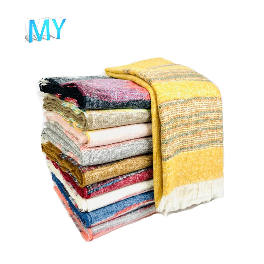 Factory Direct Cheap Women Winter Tartan Plaid Blanket Acrylic Scarf