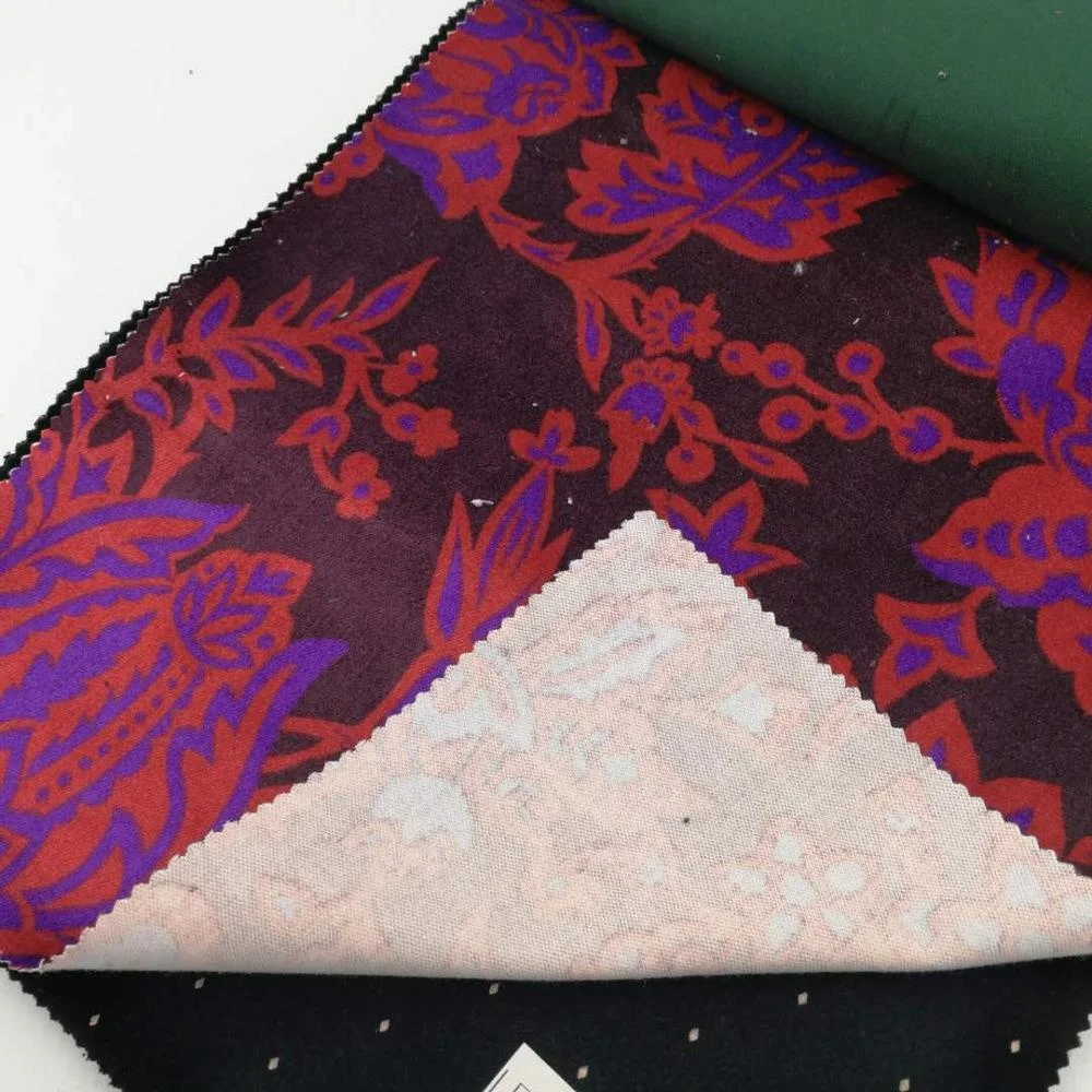 HOTSALE 9682 250g/m2 100%cotton print velvet fabric cloth paisley green plaid or flower design for garments