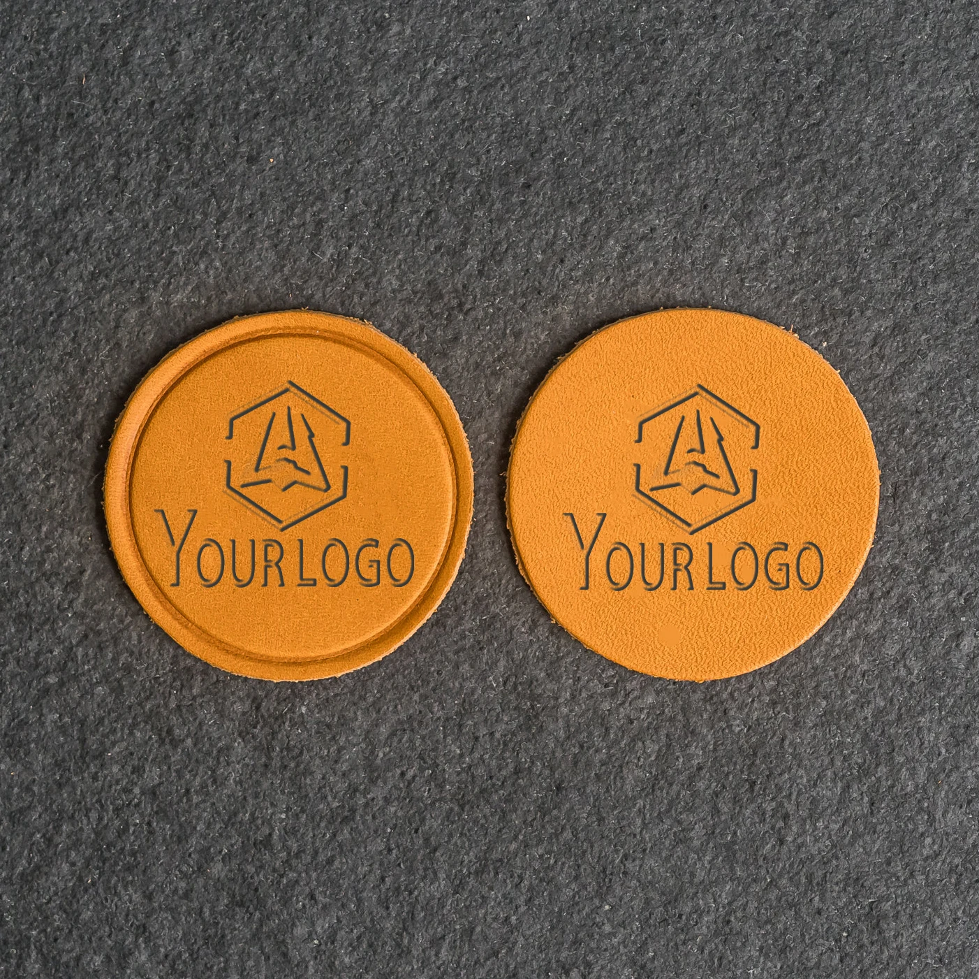 Wholesale Factory embossed logo Heat press Jeans trucker hat leather patch