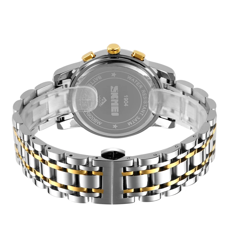 New Arrival Skmei 1904 Luxury Men Quartz Watch Stainless Steel Strap Wristwatch Waterproof Wholesale Price