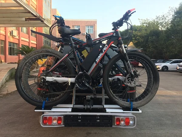 Pre-assembled 50mm 2 inch tow bar universal rear mounted ebike carrier tool-free installation quick lock system for 2 ebike