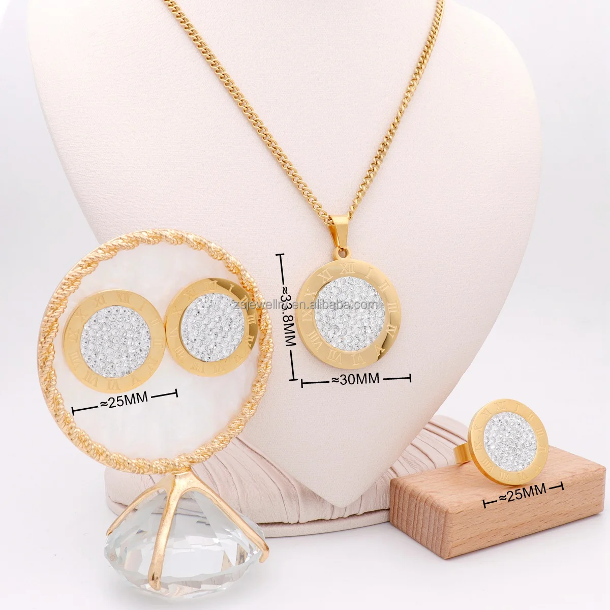 Fashion Kids Gold Plated Girl Stainless Steel Jewelry Ring Enamel Colorful African Set Cute Design Stone Design Jewelry Sets