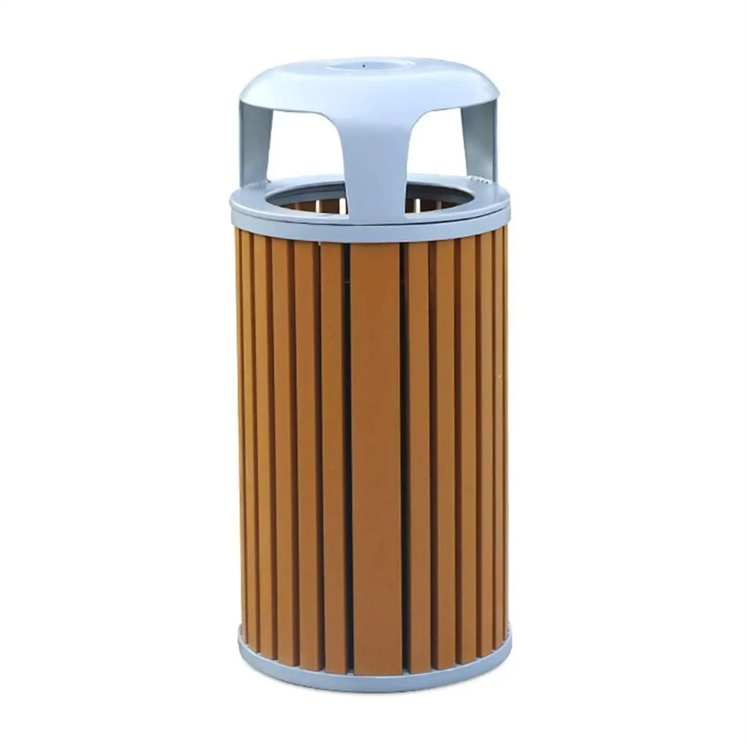 Round design wooden trash can commercial trash cans stainless steel garbage bin