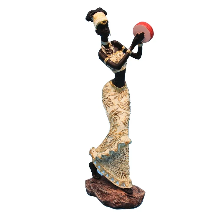 resin lady figurine polyresin african woman statue for table ornaments home decoration
